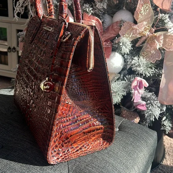 Brahmin Pecan Croc-Embossed Satchel - Picture 8 of 12